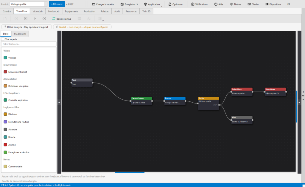 Visuelle Blockprogrammierung in VRAI-Eyebot-IQ