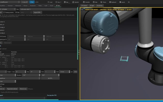 V.R.A.I. Eyebot-IQ generating a 3D camera inspection path for a collaborative robot